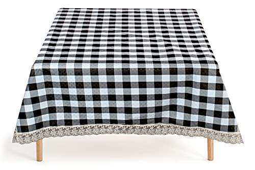 Image of The Furnishing Tree Waterproof Square Shaped Center Table Cover Size 40x40 inches with White Border Lace