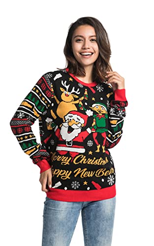 U LOOK UGLY TODAY Pull de Noël Laid pour Les Hommes, Festif pour Une Fête de Noël,Reindeer Rocks,XXL Cover