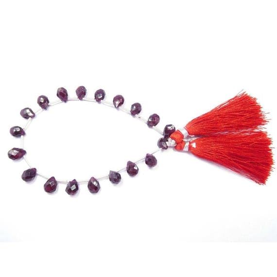Grenat rouge perles facettées poire 6.5-8.5 mm fil de pierre gemme naturelle LKBEADS