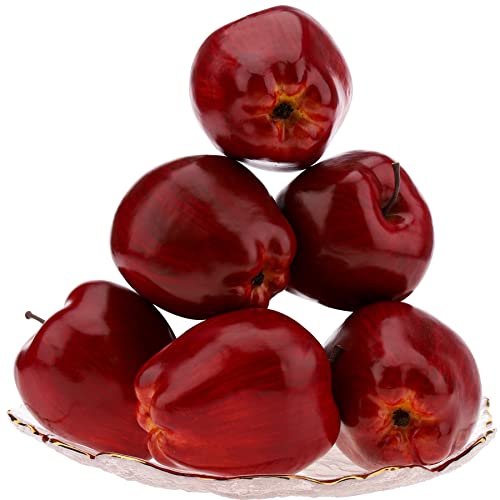 Meiwlong 6Pcs Artificial Apple Fake Lifelike Fruit Dining Room Kitchen Decoration Home Cabinet Office Desk Christmas Festival Theme Ornament Photography Props Model #TOP25