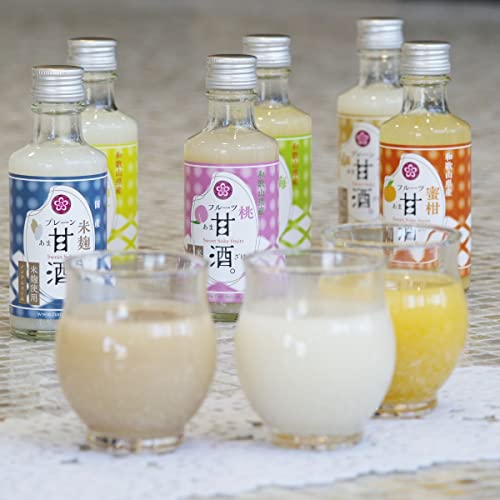 和歌山 「ふみこ農園」 フルーツ甘酒 6本セット プレーン、温州みかん、柚子、南高梅、白桃、生姜　各180g×各1　計6本