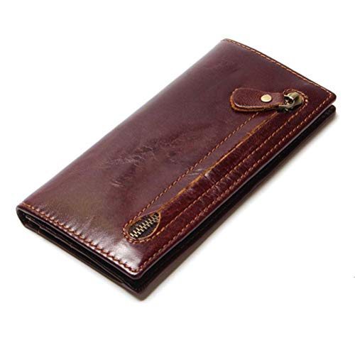 Portefeuille en cuir véritable pour homme avec fermeture éclair et protection pour carte de crédit Cover