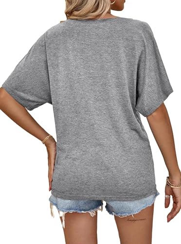 Image of Hilinker Womens Sexy Off The Shoulder Tops Short Batwing Sleeve T Shirt Oversized Casual Tee