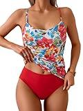 Eomenie Tankini Swimsuits for Women Two Piece Tummy Control Bathing Suit Slimming Modest Swimwear with High Waisted Bottom