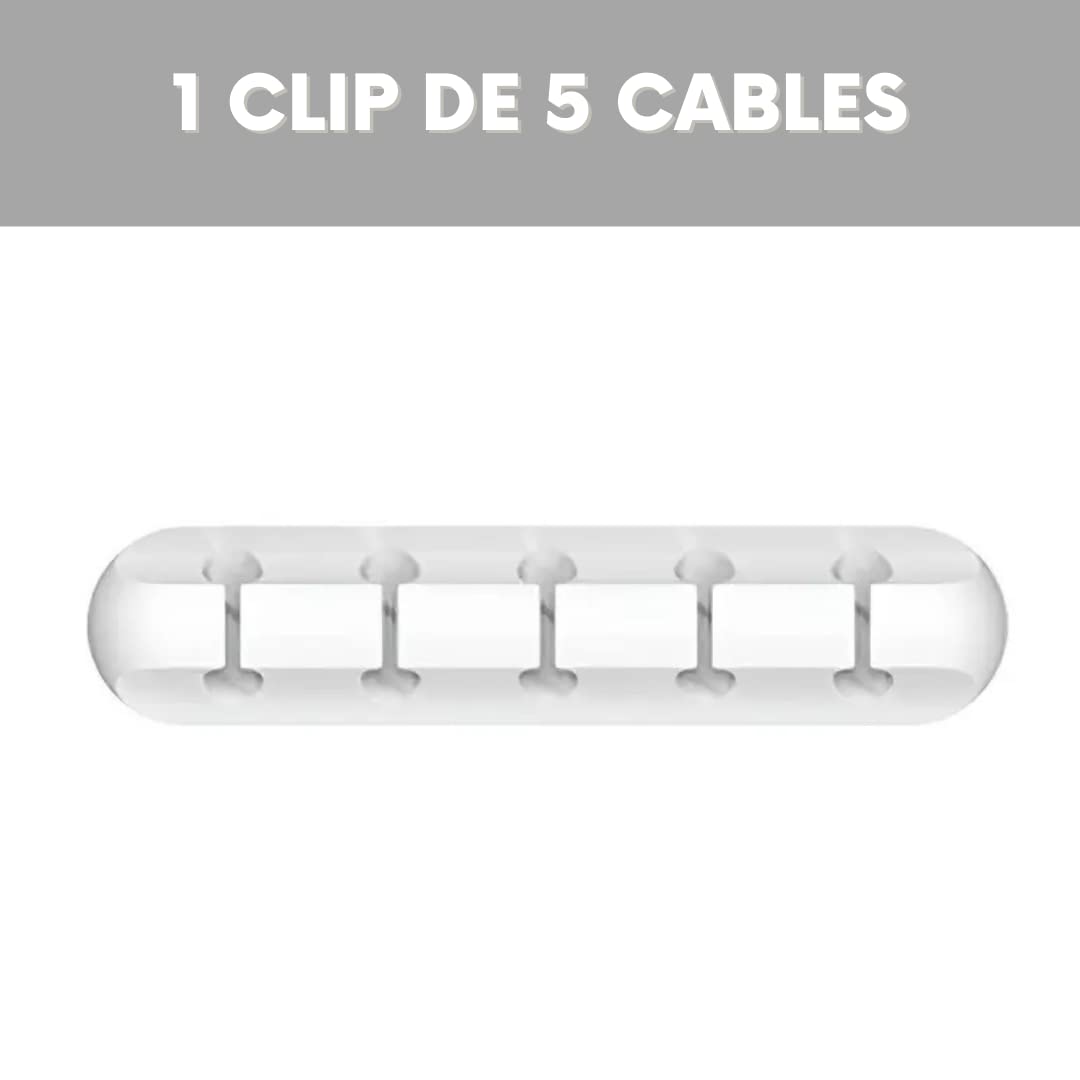 Set 8 Clip Magneti Per Cavi In Silicio – Organizer Da Scrivania, Adesivo, Per Cavi HDMI E USB, Bianco