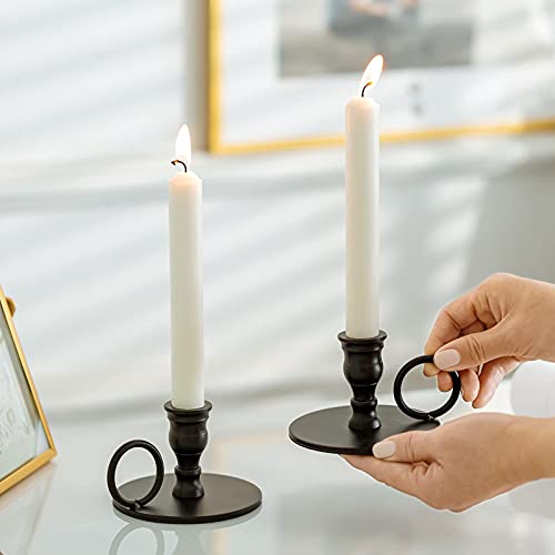 Candlestick Holder Fors Taper Black - Classic Retro Candle Holders Paired Set Of 2 For Christmas Home Decor Window Sill Candleholder Decorations #TOP1