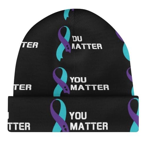 Suicide Prevention Awareness Kids Beanie Hat for for Girls Boys Children Cap Winter Knitted Chemo Cancer Headwear Accessories Gifts Decoration Black4