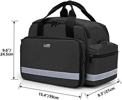 Trunab Medical Supplies Bag, Nurse Bag with Handle and Shoulder Strap for Home Health Care, Hospice Visit, Travel, or Emergency Event, Black, Bag ONLY-Patented Design