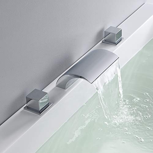 Hanallx Roman Tub Faucet Waterfall Tub Filler Chrome Deck Mount Bathtub Faucets Brass 3 Holes Bathroom Faucets With 2 Handles #TOP3