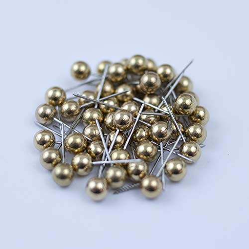 Image of Push Pin Tacks for Photo Wall, Whiteboard, Cork Board, Map, Bulletin Board, Office or Home | 5 mm Head, 11 mm Point | Designed in The USA | Gold, Pack of 50