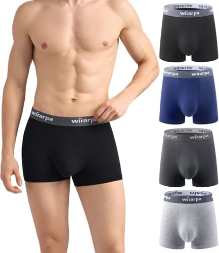 wirarpa Men's Underwear Trunks Micro Modal Boxer Shorts Soft Comfortable Underpants for Men 4 Pack Multicoloured Size L - 2
