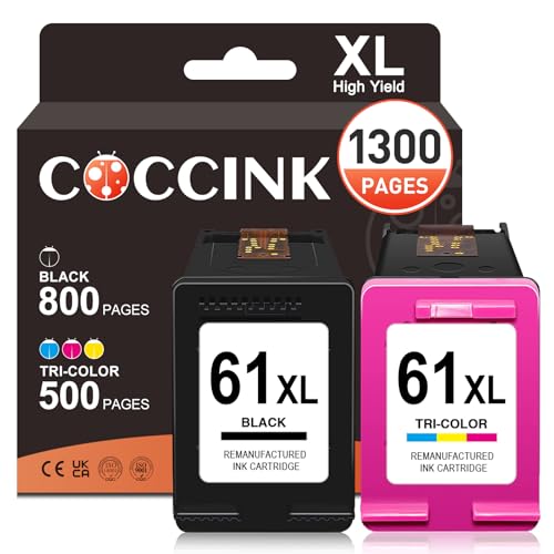 COCCINK 61XL Ink Cartridge for HP Printers HP Ink 61 XL Black Color Combo