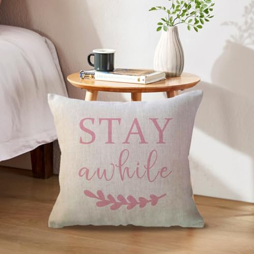 ULOVE-LOVE-YOURSELF-Porch-Decor-Throw-Pillow-Covers-18x182Pack-Country-Farmhouse-Pillowcases-Welcome-to-Our-Porch-Stay-Awhile-Front-Porch-Bench-Decor-Cushion-Covers-Pink ULOVE LOVE YOURSELF Porch Decor Throw Pillow Covers 18x182Pack Country Farmhouse Pillowcases Welcome to Our Porch Stay Awhile Front Porch Bench Decor Cushion Covers Pink