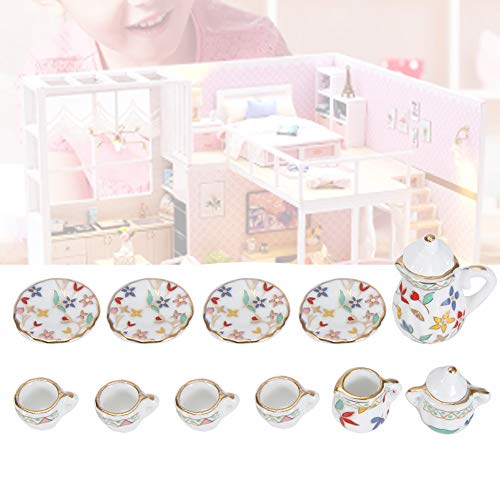 Diydeg 15 peças de presente de porcelana para amantes de chá em miniatura, brinquedo, simulação alta