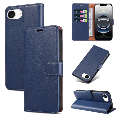 RKINC Wallet Case for iPhone 16E 17E, 3 Card Holders, Blue