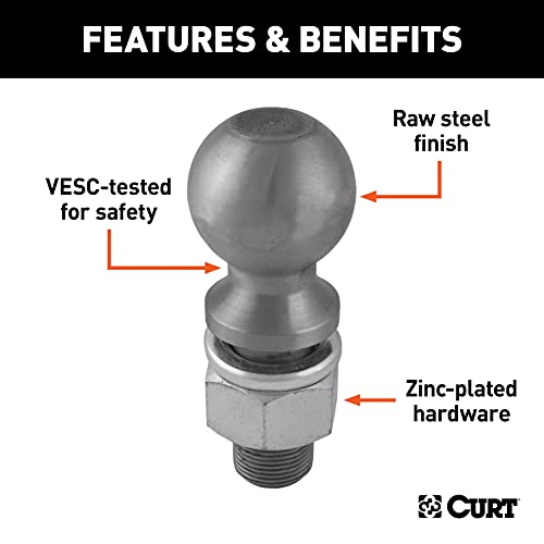 Image of CURT 40085 Raw Steel Trailer Hitch Ball, 30,000 lbs, 2-5 /16-Inch Diameter, 1-1 /4 x 2-5 /8-Inch Shank