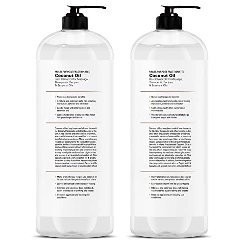 Majestic Pure Fractionated Coconut Oil - Relaxing Massage Oil, Liquid Carrier Oil For Diluting Essential Oils - Skin, Lip, Body & Hair Oil Moisturizer & Softener - 16 Fl Oz - Set Of 2 #TOP1