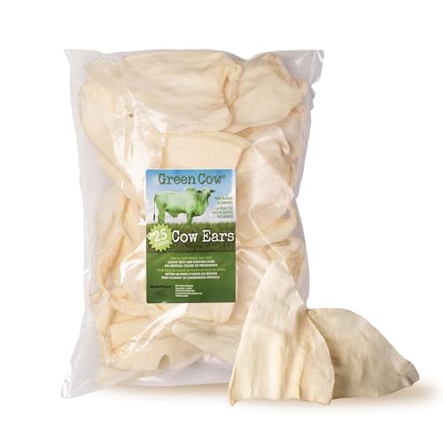 GreenCow Natural Cow Ears for Dogs Single Ingredient Rawhide Free Dog Chews Free Range No Artificial Preservatives Dental Chew Treat Available in 25 50 & 100 Count Packs