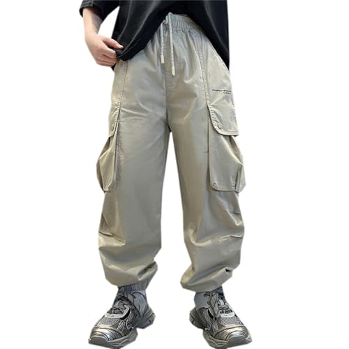 SANGTREE Boy's Cargo Joggers Elastic Waist Drawstring Casual Pants, 4-14 Years2