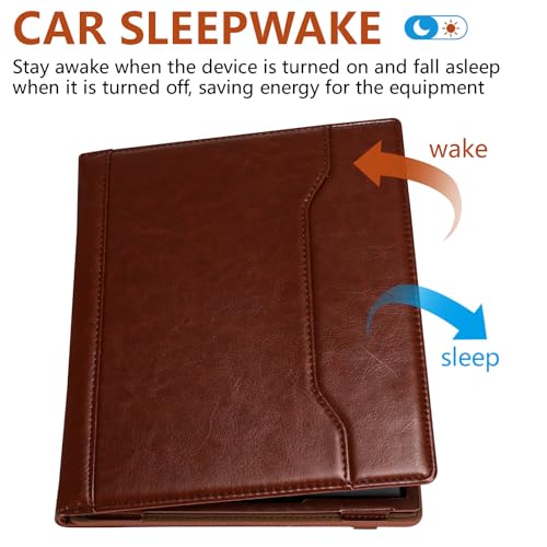 Image of E NET-CASE Case for 10.3 inch Boox Note Air 5 C (2025) / Note Air4 C (2024) / Note Air3 C / Air3 B /W (2023), 360 Rotating Stand Cover with Pen Holder /Hand Strap, Auto Sleep /Wake (Brown)