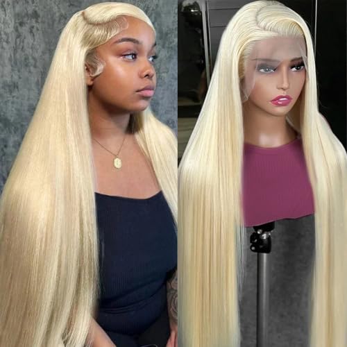 LUCLUEME 613 Lace Front Wig Human Hair Blonde Wig Human