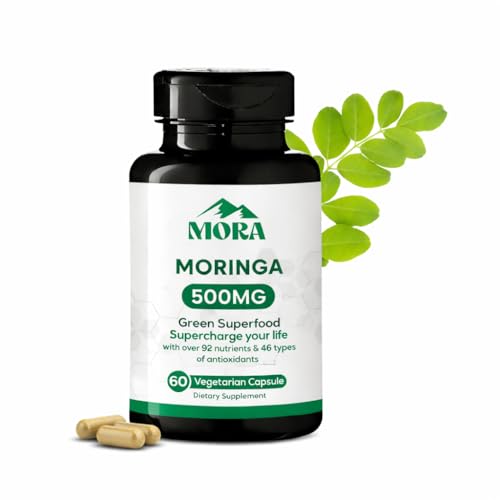 Image of Well-Being MORA Moringa Oleifera Capsules - Premium Leaf Extract - Green Superfood Supplement - Vegan - 120 Capsules