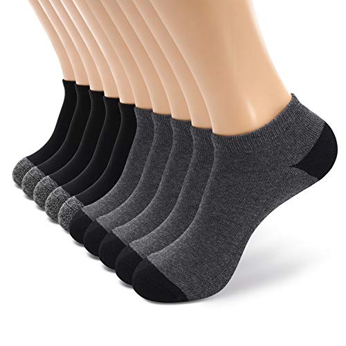 M MONFOOT 10 Pairs Cotton Soft Cushion Comfort Ankle Socks For Men
