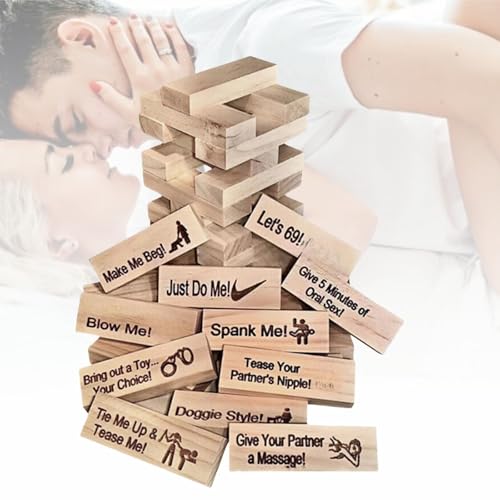 Jeu de couple bois empilable adulte 48 défis romantiques Saint-Valentin