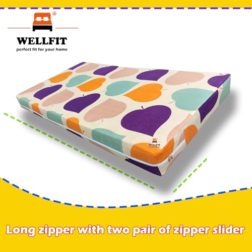 Image of WELLFIT Premium Glace Cotton 300 TC Mattress Cover /Protector for Single Size Bed with Zip /Chain /3x6 ft / 36x72x6 inch