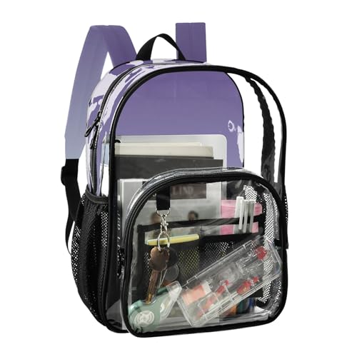 Violet Periwinkle Gradient Ombre Clear Backpack Women Cute Kids Backpack Boys Girls See through Approved Bag2