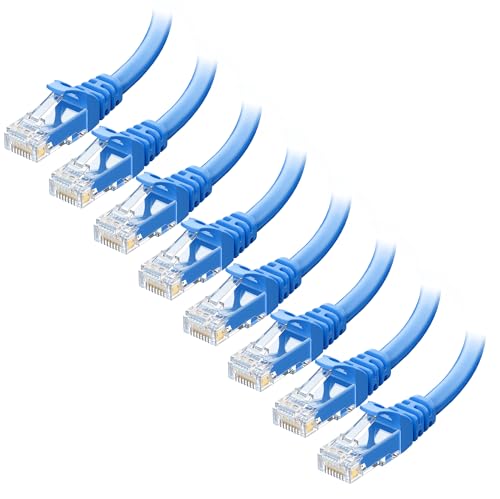 Cable Matters 1Gbps 8-Pack Snagless Short Cat 5e Ethernet Cable - 3ft, Gigabit Cat5e Cable, Cat5e Ethernet Cord, Blue Cable Matters 1Gbps 8-Pack Snagless Short Cat 5e Ethernet Cable - 3ft, Gigabit Cat5e Cable, Cat5e Ethernet Cord, Blue