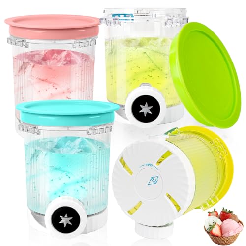 4 Pack Creami Deluxe Tubs for Ninja Swirl by CREAMi Soft Serve & Ice Cream Maker NC701UK NC700UK NC701 Series BPA-Free & Dishwasher Safe 16oz Creami Pots Containers with Color Lids