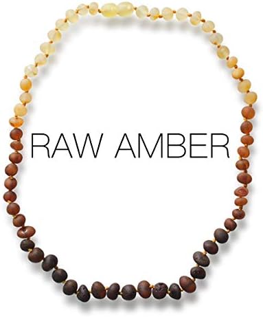 Meraki Raw Unpolished Baroque Certified Genuine Baltic Amber Necklace | Rainbow Color (12.5 Inches)
