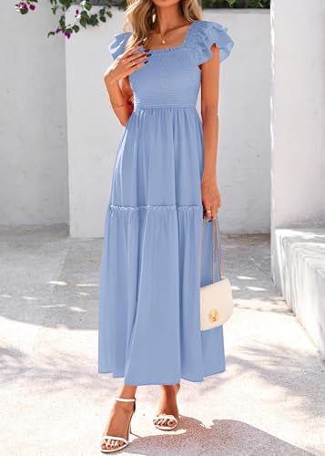 Image of KIRUNDO Smocked Summer Midi Dresses for Women 2026