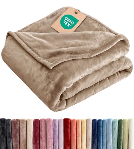 Fleece Blanket Full Size - Ultra-Soft Flannel Fleece Blanket - Oxford Tan