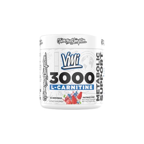 VMI Sports L-Carnitine 3000 Powder | 3000 mg L-Carnitine | Metabolic Support Maximum Absorption Formula | Great Taste for Men & Women | 30 Servings (30 Servings, Patriot Pop)