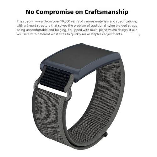 Image of Nylon Band Compatible with Amazfit Helio Fitness Tracker Strap, Adjustable Breathable Arm /Ankle Strap with Quick Release & Secure Hook-and-Loop Closure (Black Gray)