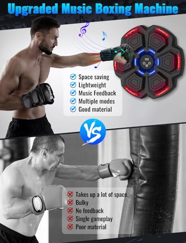 Music Boxing Machine Adulti,Macchina da Box Musical con Guanti da Boxe,9 modalità di velocità e modalità di conteggio supportano Bluetooth,LED Musica Boxe Allenamento per adulti e bambini Exercise