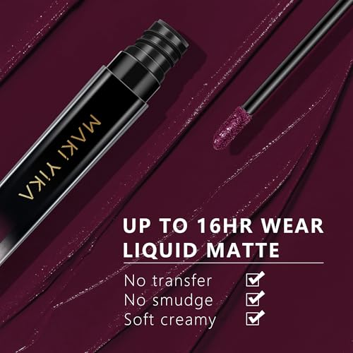 Image of MAKI YIKA Dark Purple Lipstick Matte for Women Long Lasting Lipsticks