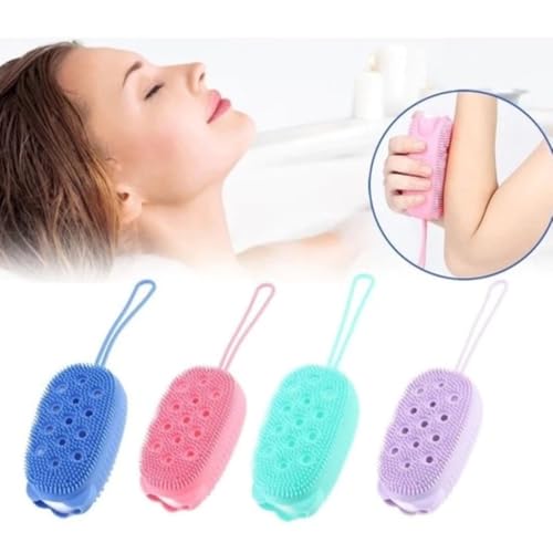 ESPONJA DE BANHO SILICONE MASSAGEADORA COM DISPENSER PARA O SABONETE LIMPEZA PROFUNDA BUCHA BANHO -
