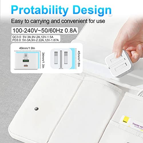 Iphone 13 charger plug [Apple MFi Certified], 20W Dual Ports USB Type C PD Fast Charger Plug, 20W USB-C Power Adapter with Foldable Plug for iPhone 13/13 Pro/13 Pro Max 12/12 Pro/11/Pad and more