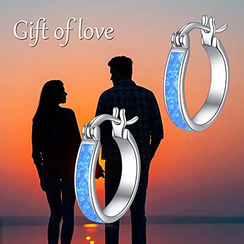 VONALA Opal Hoop Earrings for Women, 925 Sterling Silver Huggie Earrings Hypoallergenic Circle Jewellery - Diameter 16mm