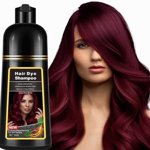 lymznus Instant Dark Wine Red Hair Dye Shampoo 3 in 1 for Gr