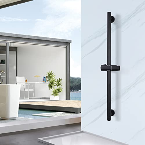 Bangpu Matte Black Shower Slide Bar, Bathroom Shower Slide Bar With Adjustable Handheld Shower Holder Wall Mount, Stainless Steel Slide Slide Bar Drill-Free Mounted #TOP1