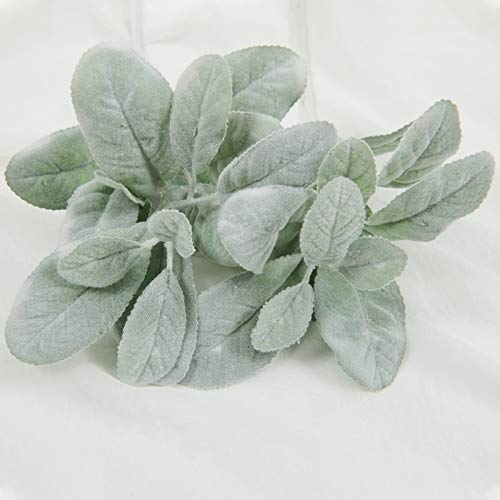 Shacos Artificial Lambs Ear Greenery Stem 12 Pcs Faux Greenery Flocked Lambs Ear Stems Bulk 14 Inch Lambs Ear Picks Spray For Home Wedding Flower Arrangement #TOP5