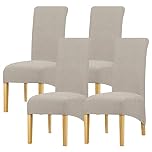 Leorate 4 Pack Stretch Dining Chair Covers, Washable Removable Chair Slipcovers, Jacquard Dining Chair Protector Covers for Dining Room, Kitchen, Hotel