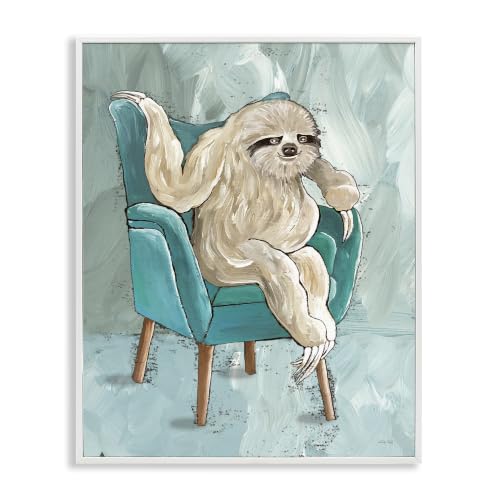 'Modern Sloth Sitting Down Satirical Animal'| Framed Giclee Art