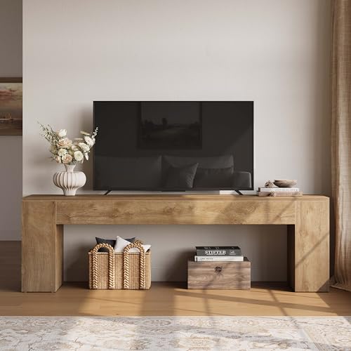 Little Tree 70.8" TV Stand, Wooden Entertainment Center, Low TV Console Table for TVs Up to 80", Modern Chic Entertainment Center for Living Room, Bedroom, Apartment, Rustic Brown by LITTLE TREE - Image 2