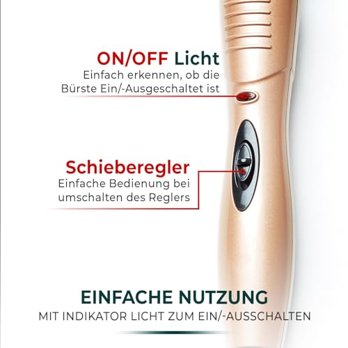 3 PAGEN® Lockenbürste elektrisch, Lockenstab - Haar-Styler für Volumen, Locken und Wellen, geeignet für alle Haarlängen, Bronze-Schwarz, inkl. Ein-/Ausschalter mit LED-Anzeige, Kunststoff