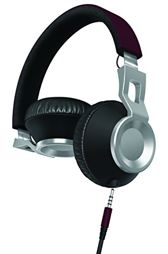 Sharper Image SHP2600RD Stereo Headphones with Microphone, Tangle-Free Cord, Foldable, Red